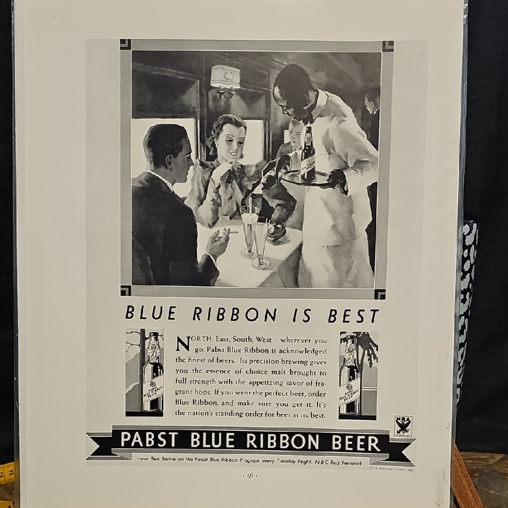 Vintage Pabst Blue Ribbon Beer Advertisement 1934 - Duesenberg Ad